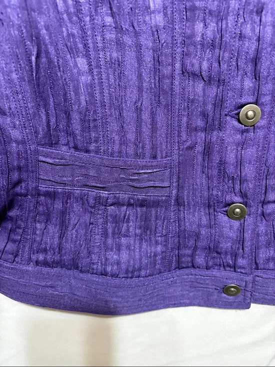 Ruby Rd. Deep Purple Textured Button-Front Jacket - Picture 7 of 10